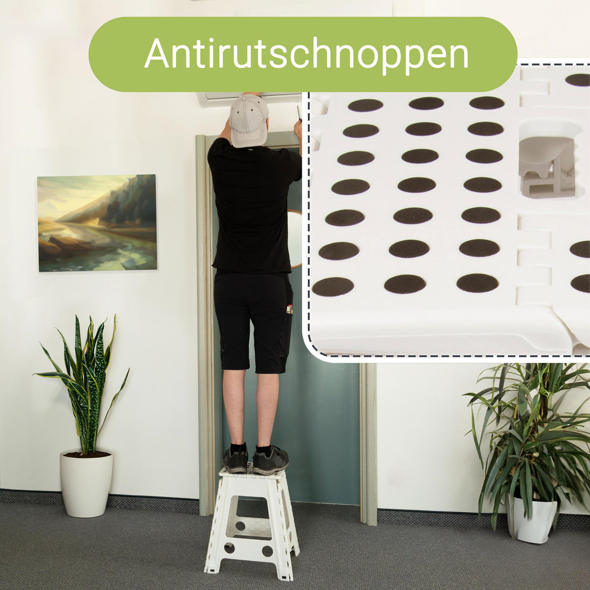 KLAPPHOCKER, 29x22x45 cm, 100% Kunststoff, Weiß - Weiß, Kunststoff (29/45/22cm) - Zollner