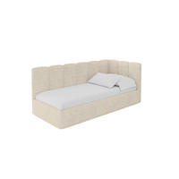 EINZELLBETT Jugendbett mit Bettkasten, Links - DEXY 90x200 Beige - Beige, Holzwerkstoff/Textil (90/200cm) - ALTDECOR