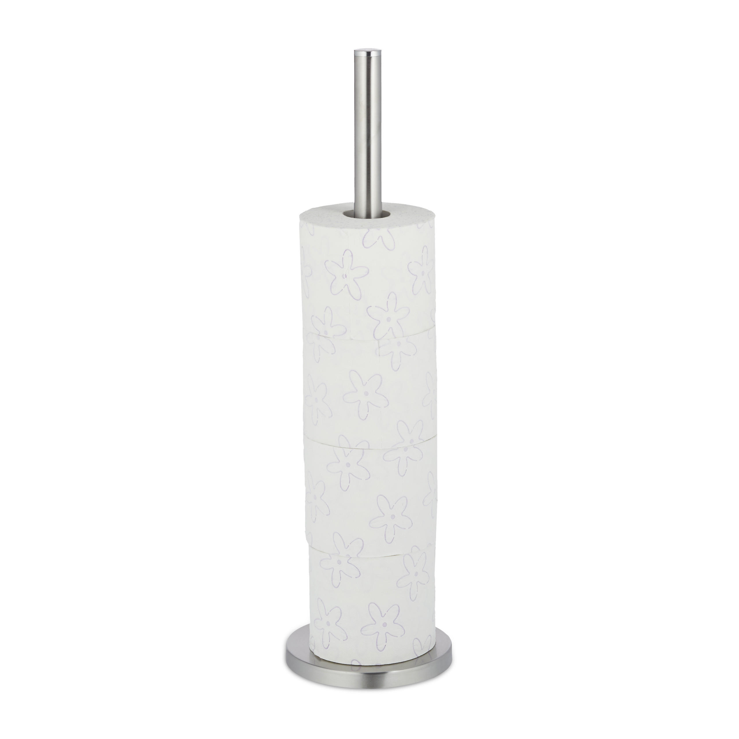TOALETTPAPPERSHÅLLARE Silver metall fristående för 5 rullar Silverfärgad 55/15/15 cm