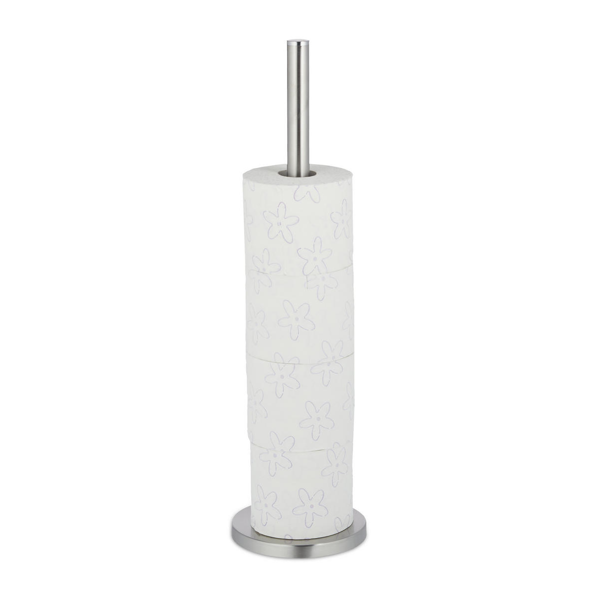 TOILETTENPAPIER Aufbewahrung - Silberfarben, Metall (15/55/15cm) - Relaxdays