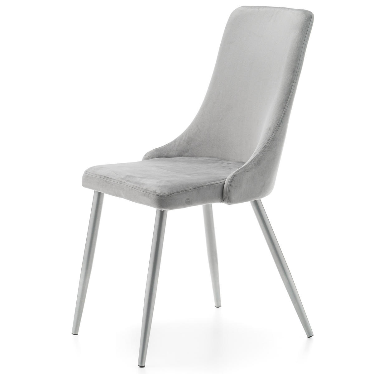 STUHL UNO gepolstert - hellgrau - Samt Velours - Silberfarben/Hellgrau, Textil/Metall (48/95/57cm) - NEW HOME