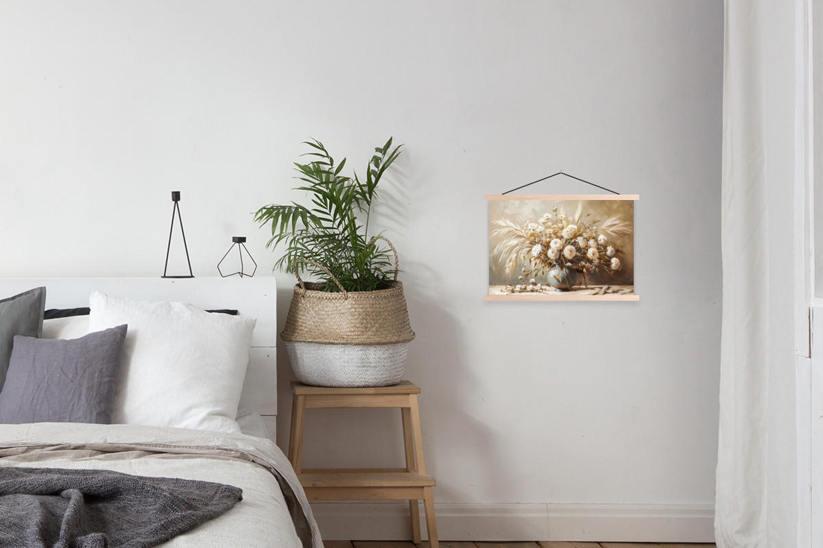 POSTER Blumen - Vase - Stilleben - Beige 60x40 cm - Creme, Textil (60/40/0.15cm) - MuchoWow