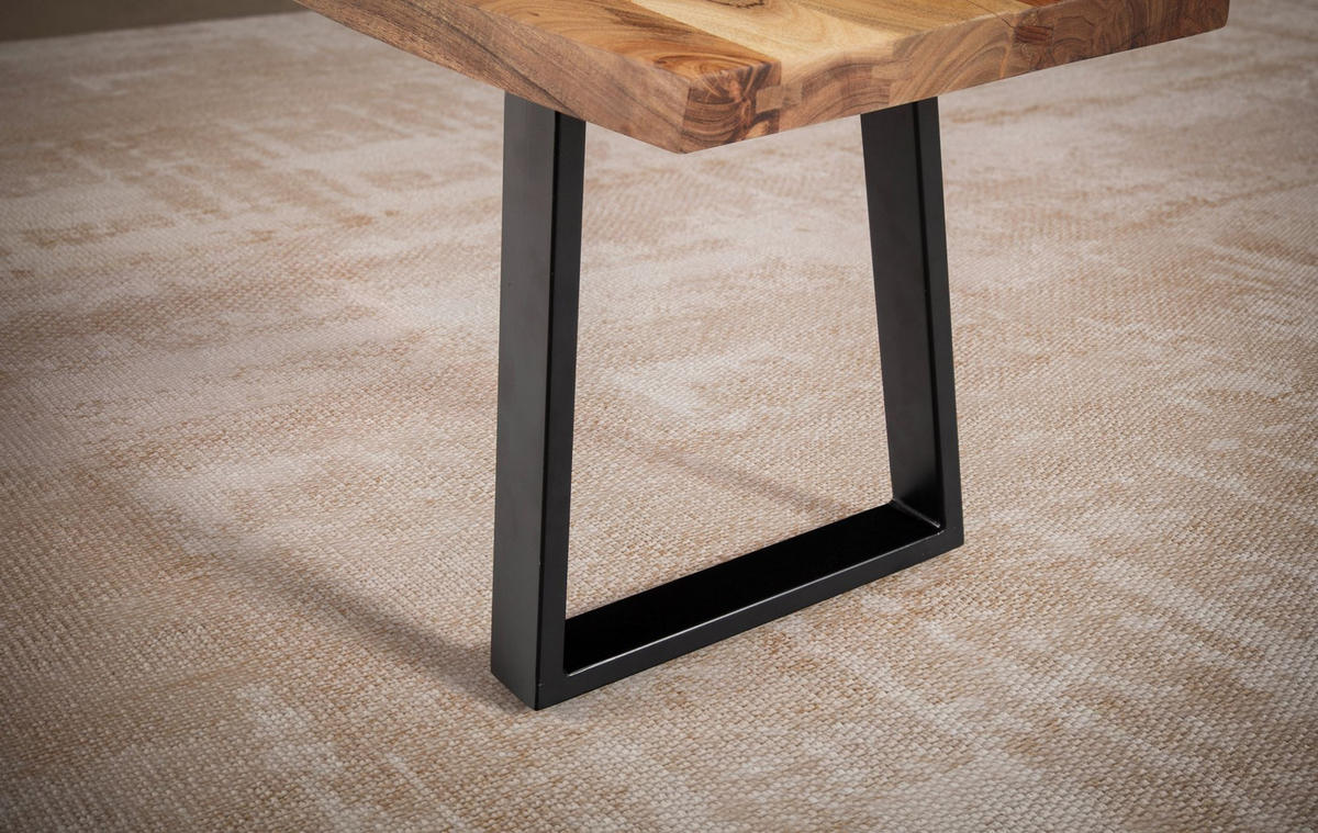 ESSZIMMERBANK Massivholz Metall Baumkante ohne Lehne, Akazie 120x40x46 cm - Schwarz/Braun, Holz/Metall (120/46/40cm) - KADIMA DESIGN