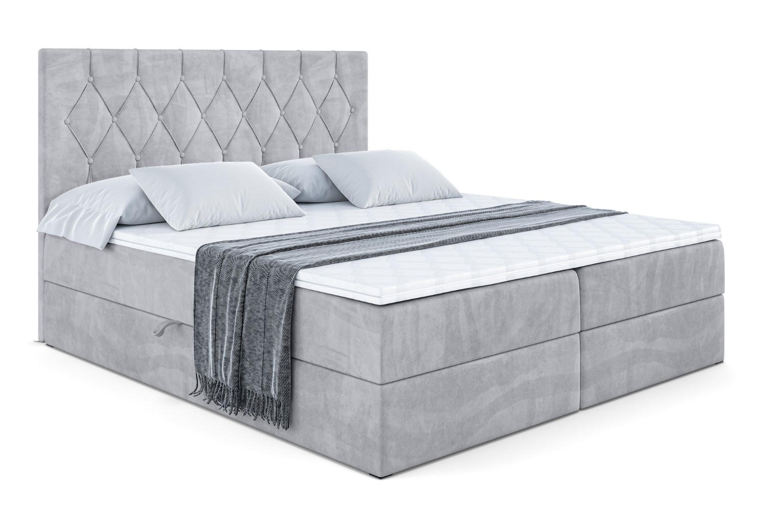 BOXBETT mit H4-Matratze und Lattenrost - VELANTO-BZ - 140x200 Grau - Hellgrau, Holzwerkstoff (140/200cm) - ALTDECOR