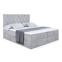 BOXBETT mit H4-Matratze und Lattenrost - VELANTO-BZ - 180x200 Grau - Hellgrau, Holzwerkstoff (180/200cm) - ALTDECOR
