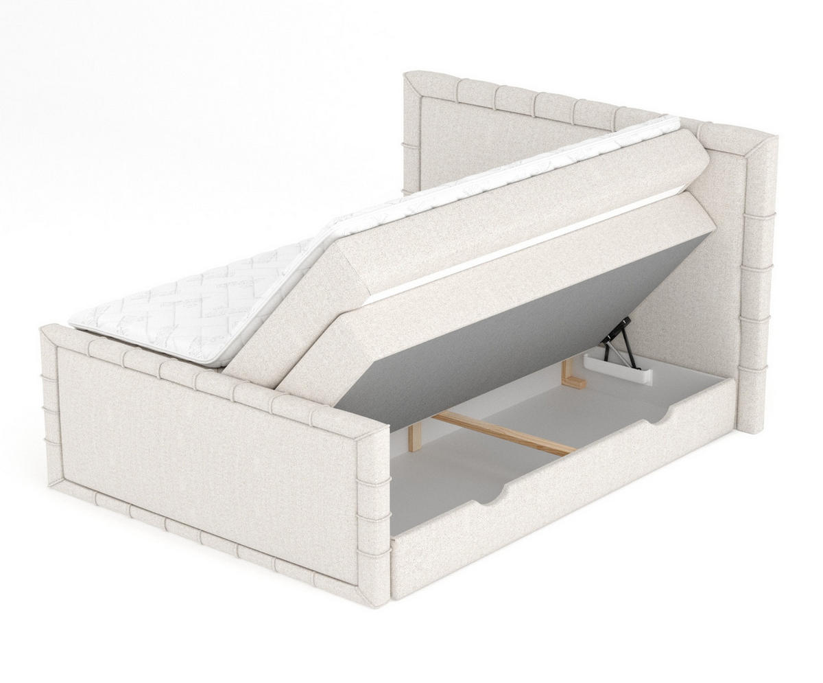 BOXBETT Estelle Beige 140/200 cm im Webstoff - Beige/Schwarz, Holz/Holzwerkstoff (140/200cm) - Maison de Reve