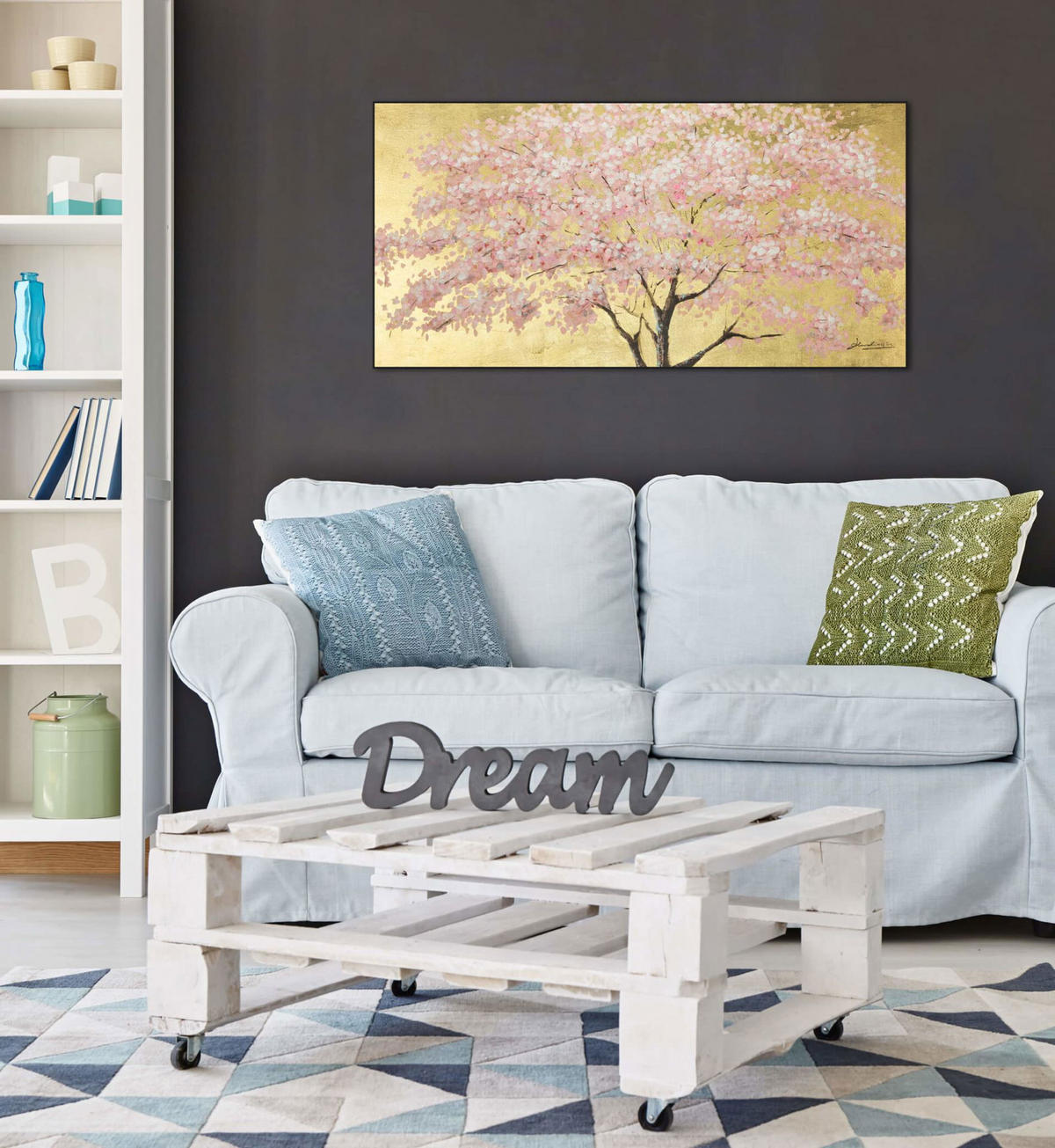 ÖLGEMÄLDE 120/60 cm - Pink/Braun, Holz/Textil (1.88/60cm) - KUNSTLOFT