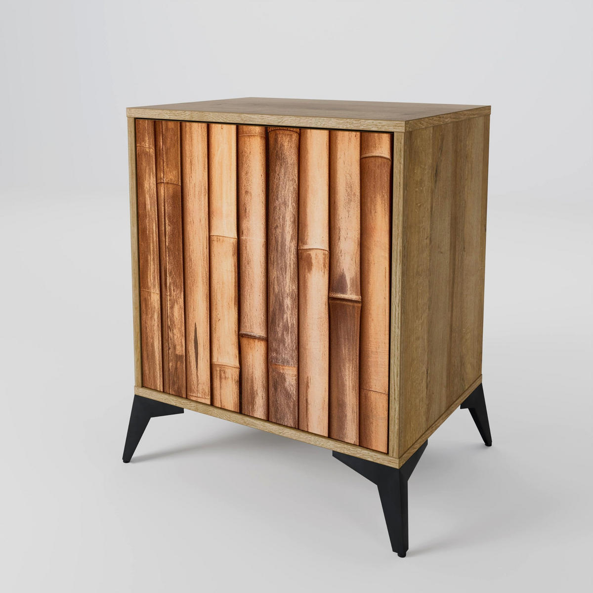 SIDEBOARD NATURAL WOOD, Eichefarben, 57,5x42x77,5 cm, Schräge Buchenholzfüße - Eichefarben/Buchefarben, Holzwerkstoff/Buchenholz (57.5/77.5/42cm) - SpaceRebels