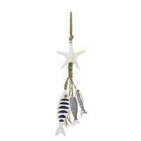 AUFHÄNGER SEESTERN + FISCH - Blau, Holz (6.5/86/20cm) - J-Line
