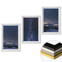 WANDBILDER 3er-Set - 40x60 cm Weißer Rahmen - Nachthimmel, Berge, Sterne - Weiß, Kunststoff (40/60cm) - ArtPrintCave