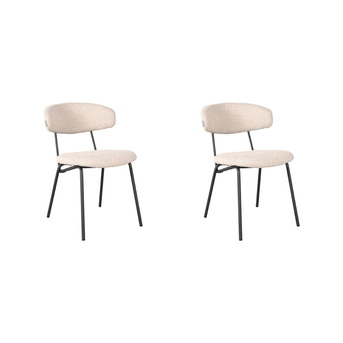 ESSZIMMERSTUHL Zack Weiß 59/53/79 cm 2er-Set - Creme, Textil (53/79/59cm) - LABEL51