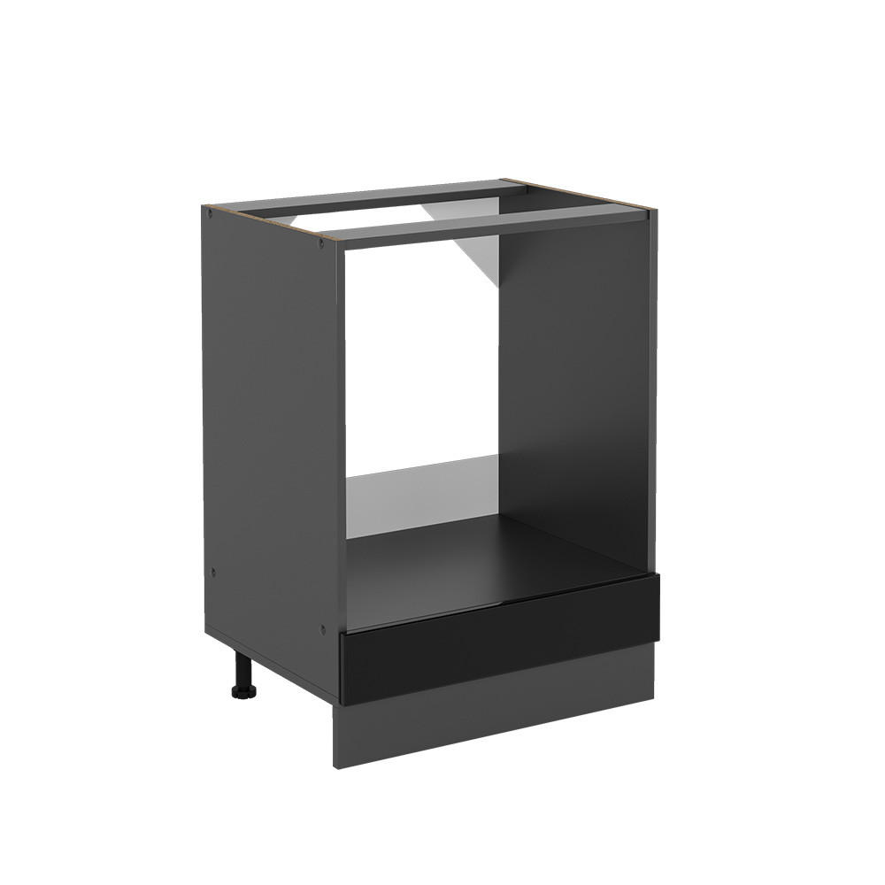 HERDUMBAUSCHRANK R-Line Schwarz Hochglanz 60 cm ohne AP - Schwarz Hochglanz/Anthrazit, Holzwerkstoff (60/81.6/46cm) - Vicco