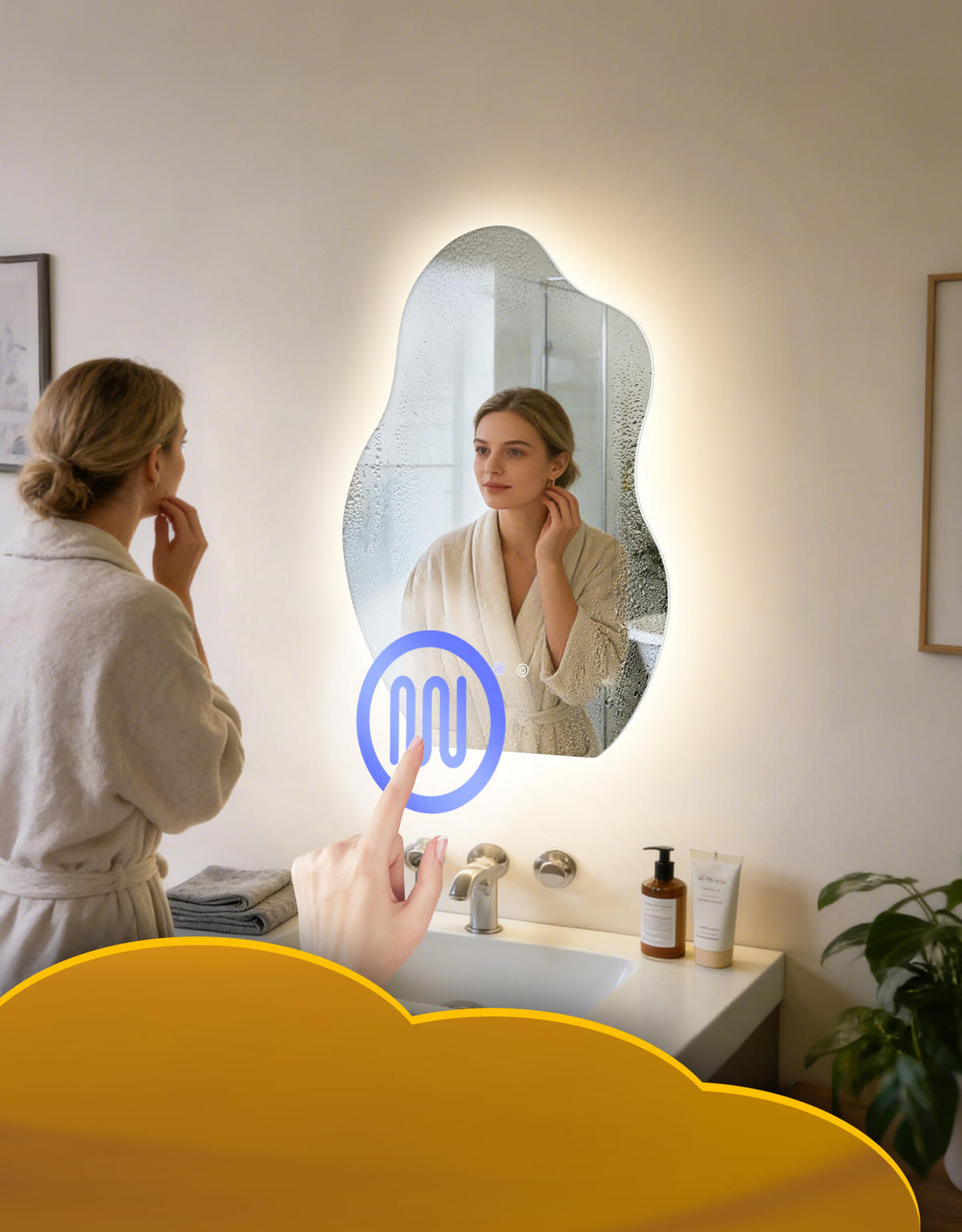 LED BADEZIMMERSPIEGEL 3.4/50/70cm - Weiß, Glas (3.4/70/50cm) - Nettlife