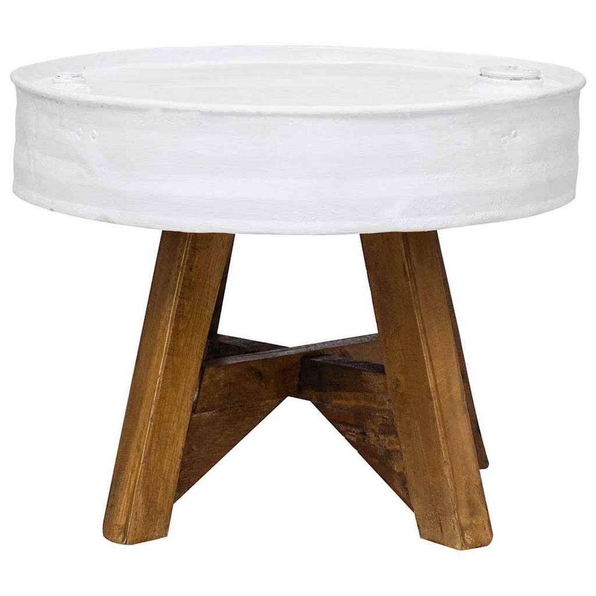 COUCHTISCH Altholz Massiv 60x45 cm Weiß - Weiß, Metall (60/60/45cm) - furnicato