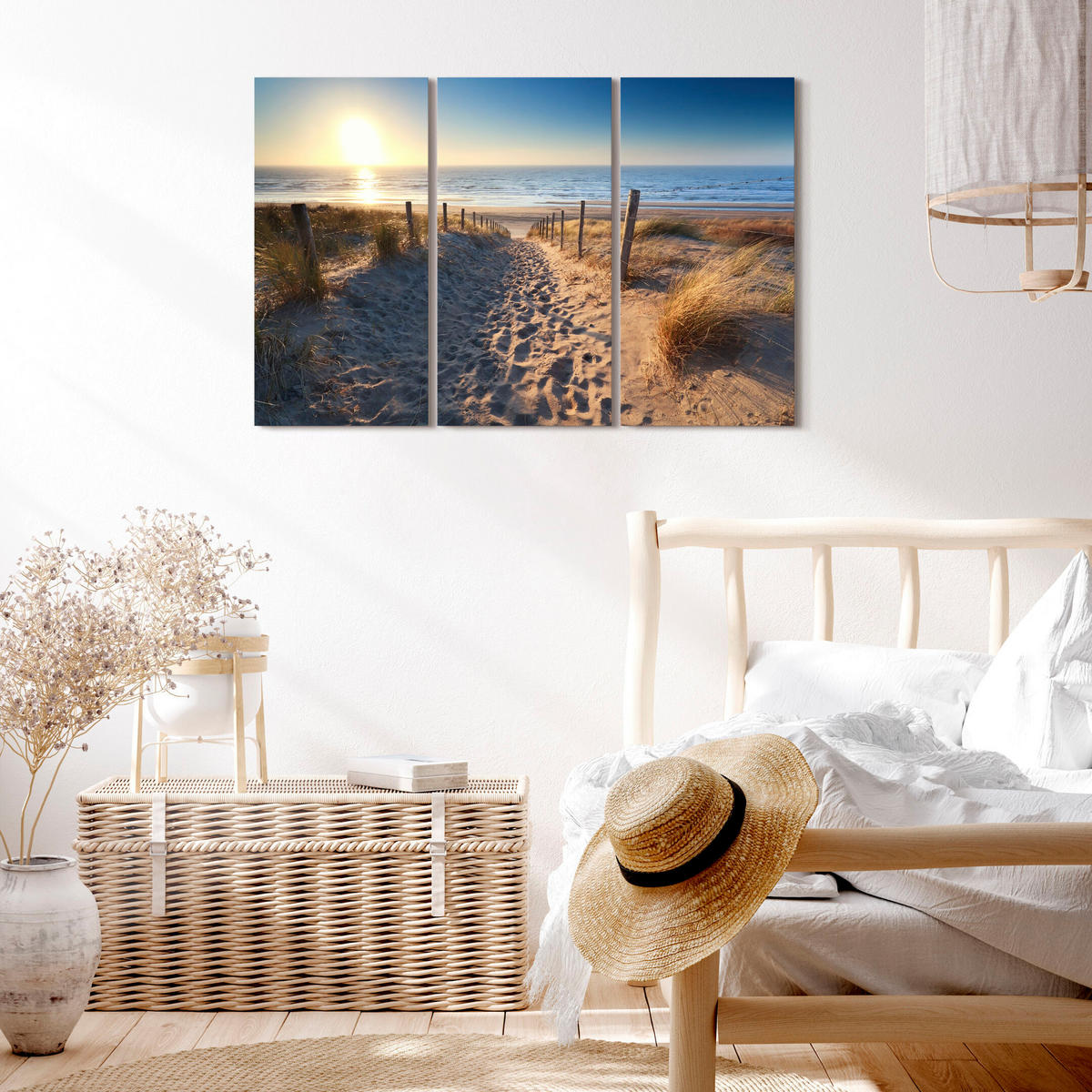 LEINWANDBILD Strand 3-tlg. 90x60 cm - Multicolor, Holz (90/60cm) - LUMASOUL