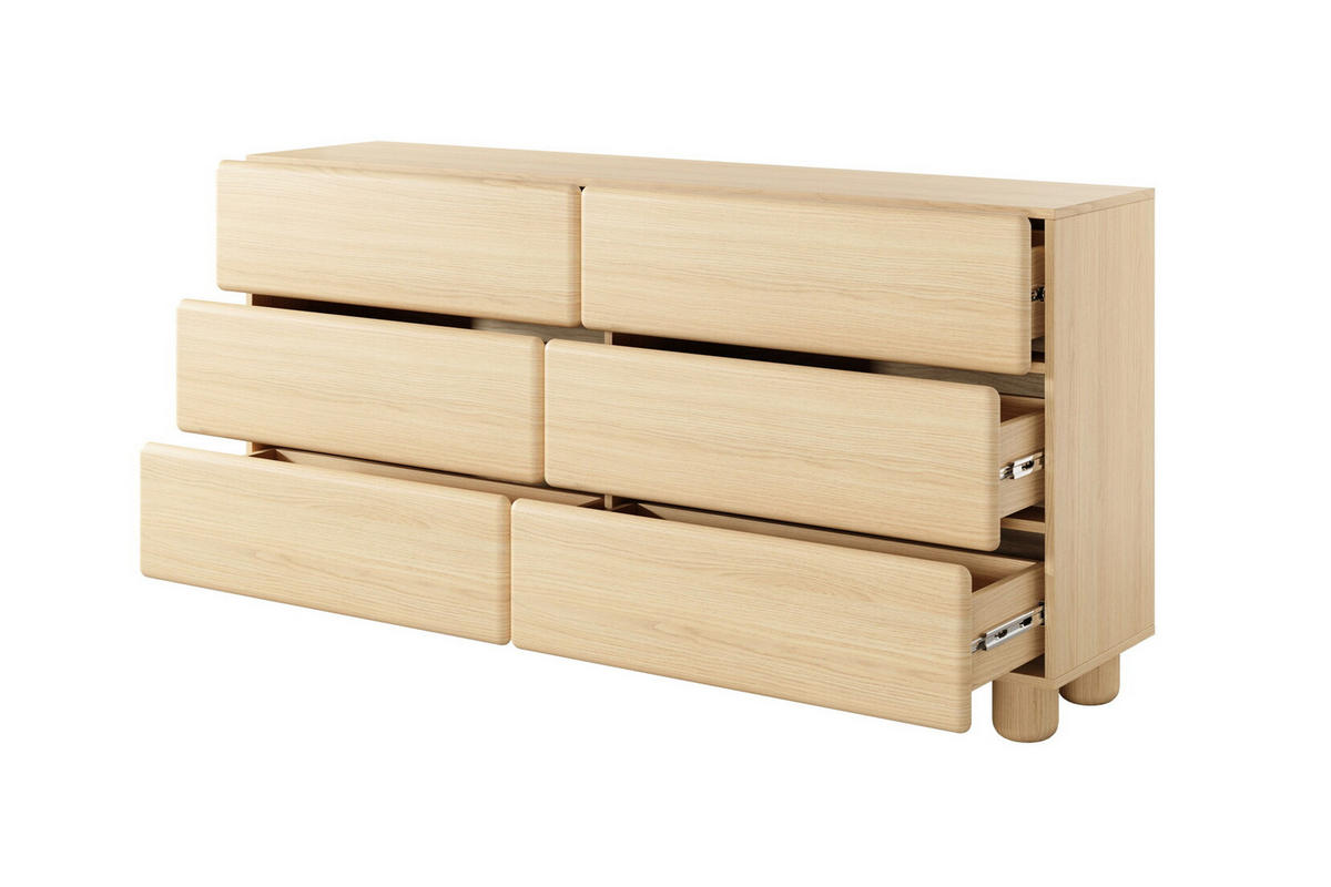 KOMMODE Boho 160 cm Bloom, Eiche Vicenza, 6 Schubladen - Eichefarben, Holz (160/80/38cm) - Emporius