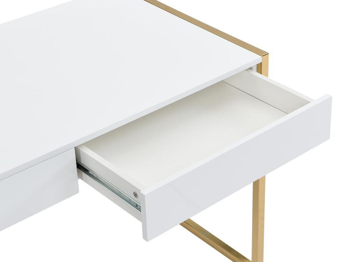 SCHREIBTISCH mit 2 Schubladen - MDF & Metall - Goldfarben & Weiß - MASON - Weiß, Holz (120/60/75cm) - Pascal Morabito