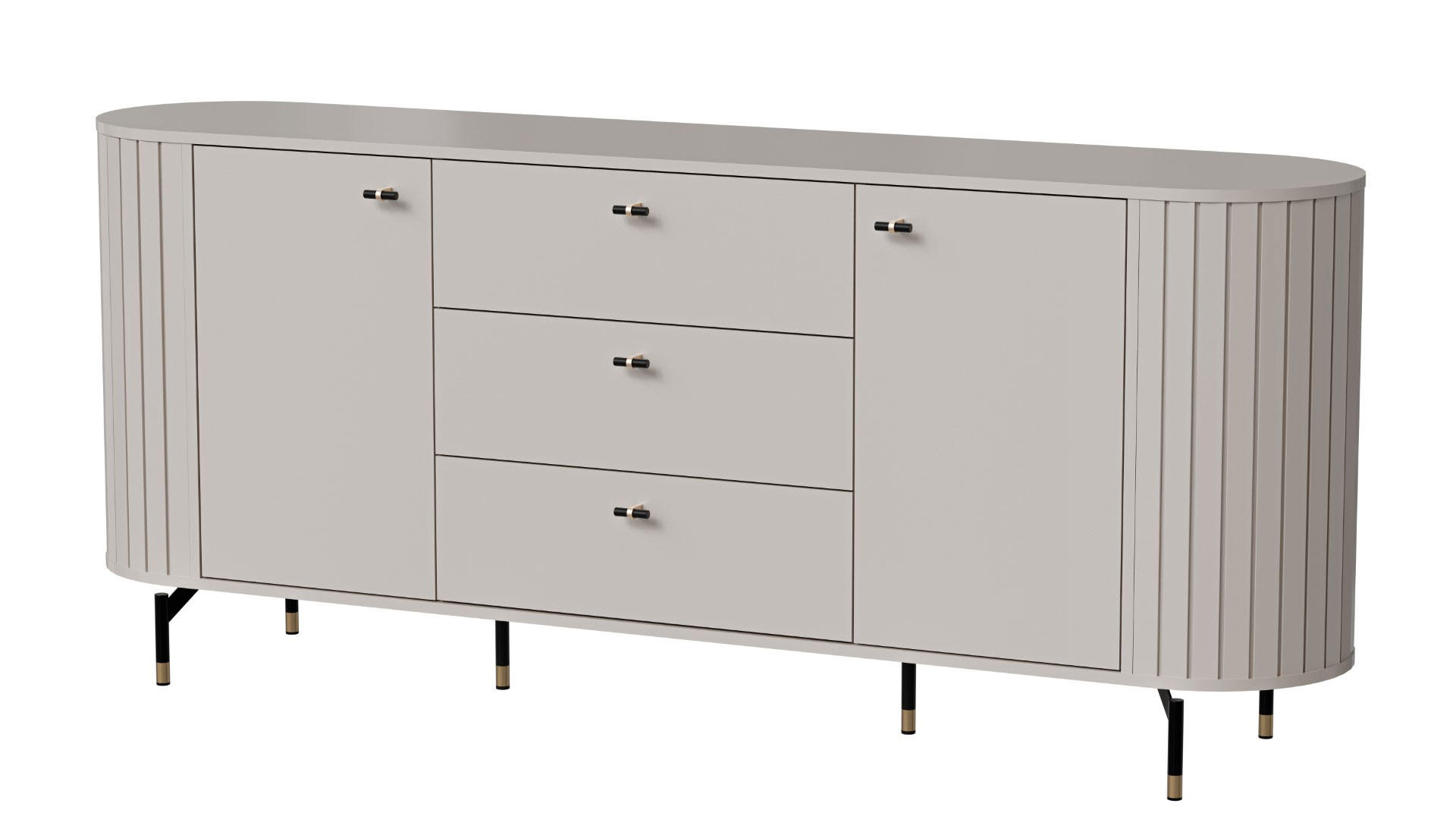 SIDEBOARD Zama kaschmir 190 / 40 / 81 cm - Kaschmir/Schwarz, Holz/Holzwerkstoff (190/81/40cm) - Feldmann-Wohnen