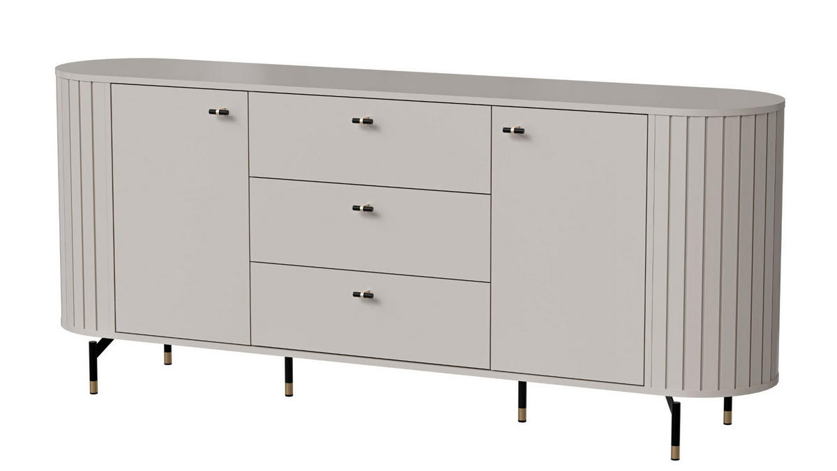 SIDEBOARD Zama kaschmir 190 / 40 / 81 cm - Kaschmir/Schwarz, Holz/Holzwerkstoff (190/81/40cm) - Feldmann-Wohnen