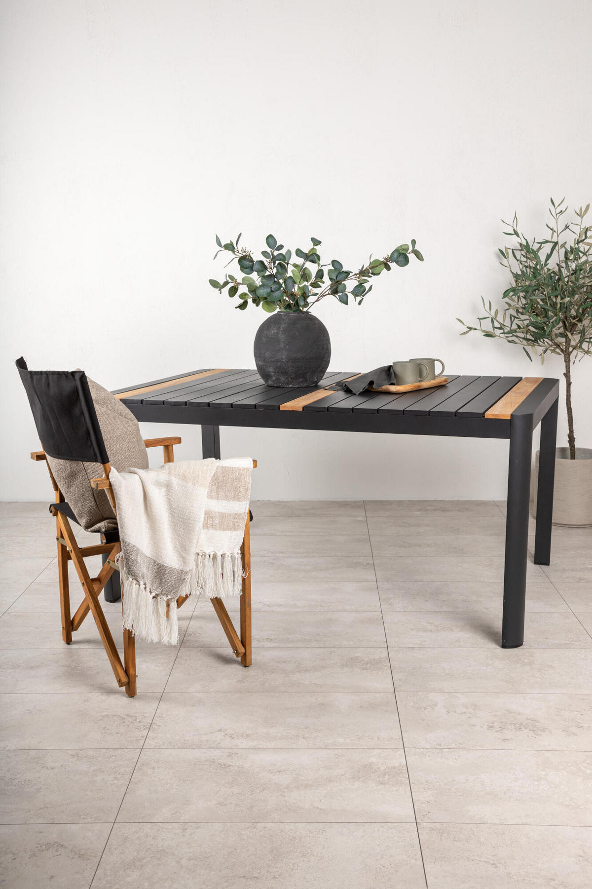 GARTENESSTISCH TOGO Schwarz 90x150x75 cm - Schwarz, Metall (150/90/75cm) - FURNLUX