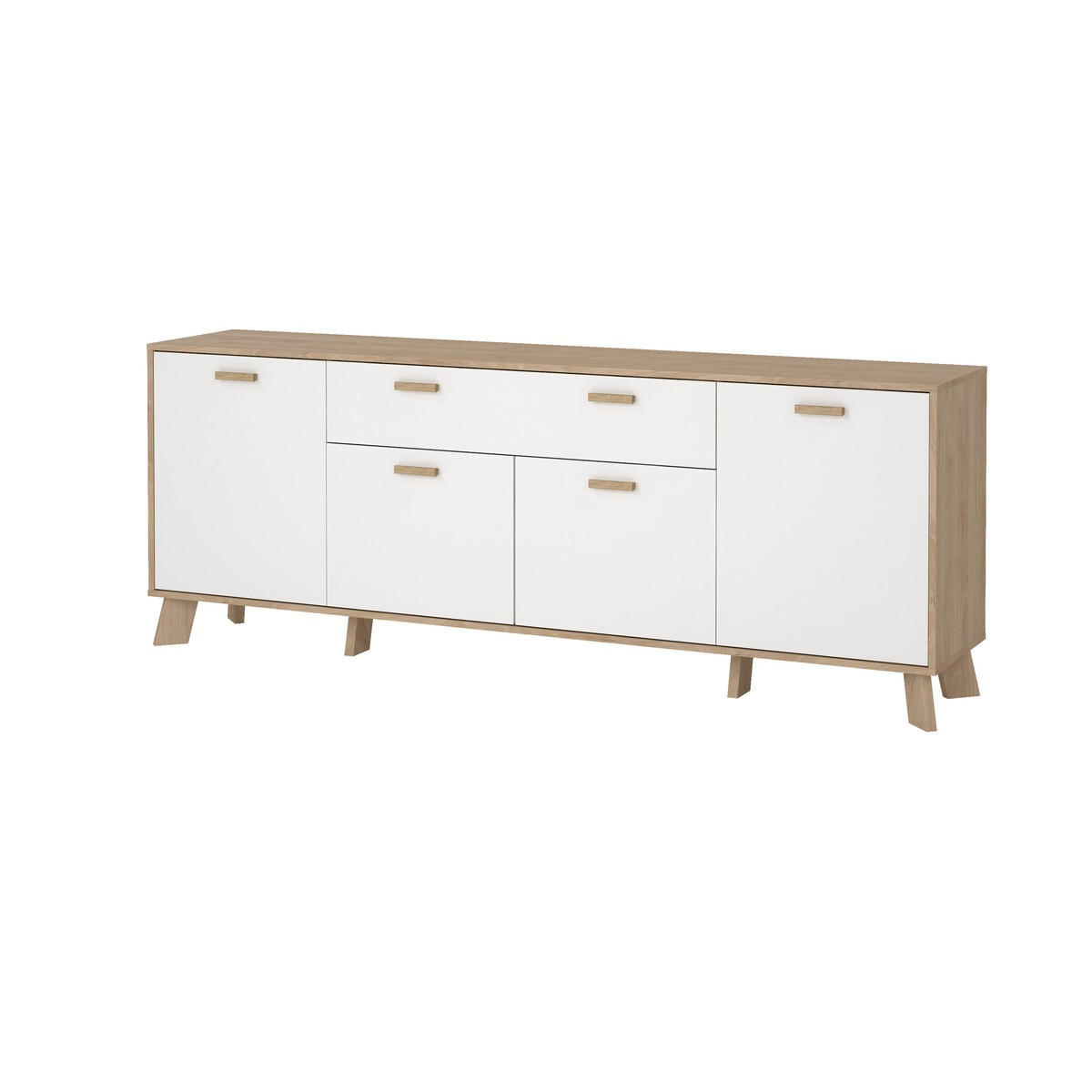 ANRICHTE mit 4 Türen, 1 Schublade Eiche Dekor und weiß storm 195,7/39,1/73 cm - Weiß, Holzwerkstoff (39.1/73/195.7cm) - Calicosy