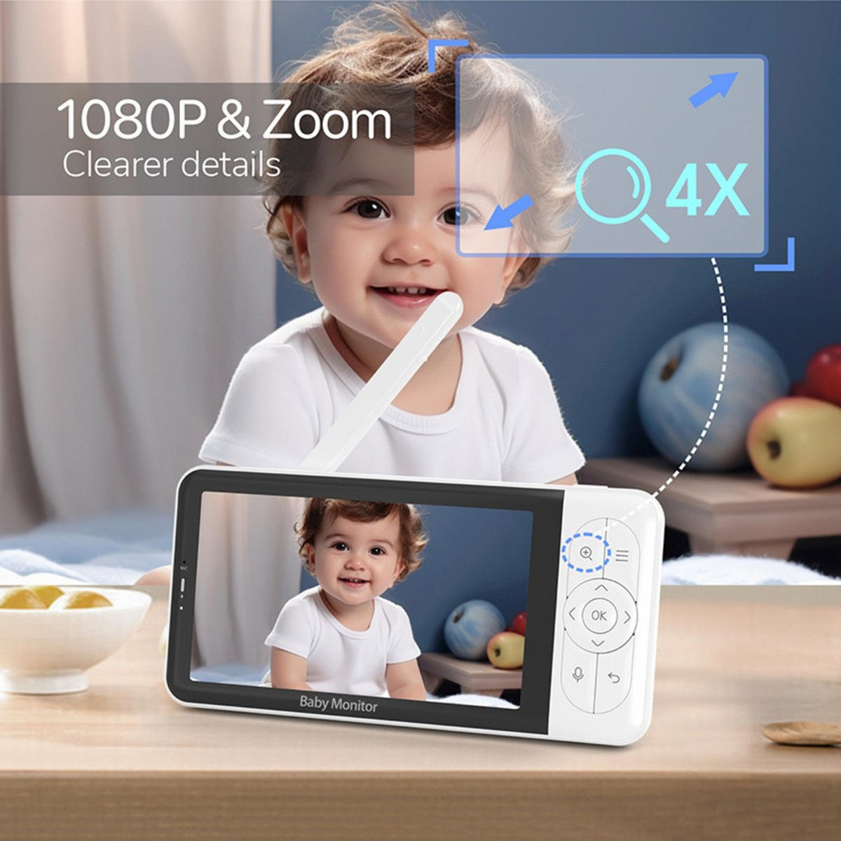 BABYPHONE, EU-Stecker, 2-Megapixel-Auflösung - Weiß, Kunststoff - Authentics
