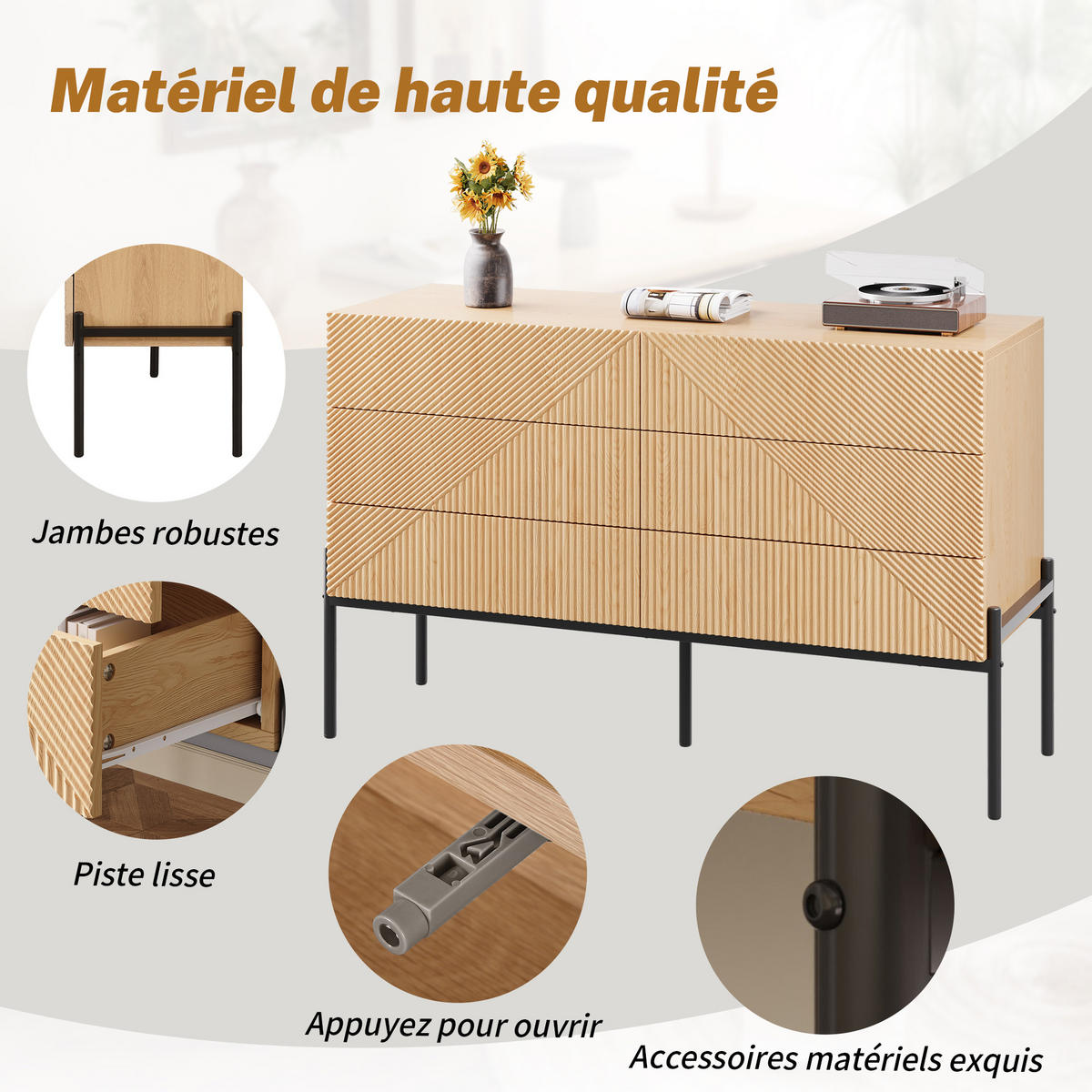 SIDEBOARD Natur 115.5/38/75 cm - Naturfarben, Holzwerkstoff (115.5/75/38cm) - PANGIVO