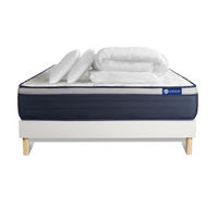 BETT Actiflex max Taschenfederkern und Memory-Schaum 160 x 200 cm h3 - Kit Bettgestell Weiß - Mit Kissen und Bettdecke - Beige/Weiß, Karton/Holz (160/200cm) - ACTISOM
