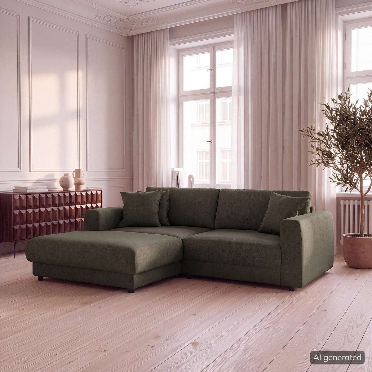 ECKSOFA mit Longchair - Schwarz/Grau, Holz/Kunststoff (238/183cm) - home24