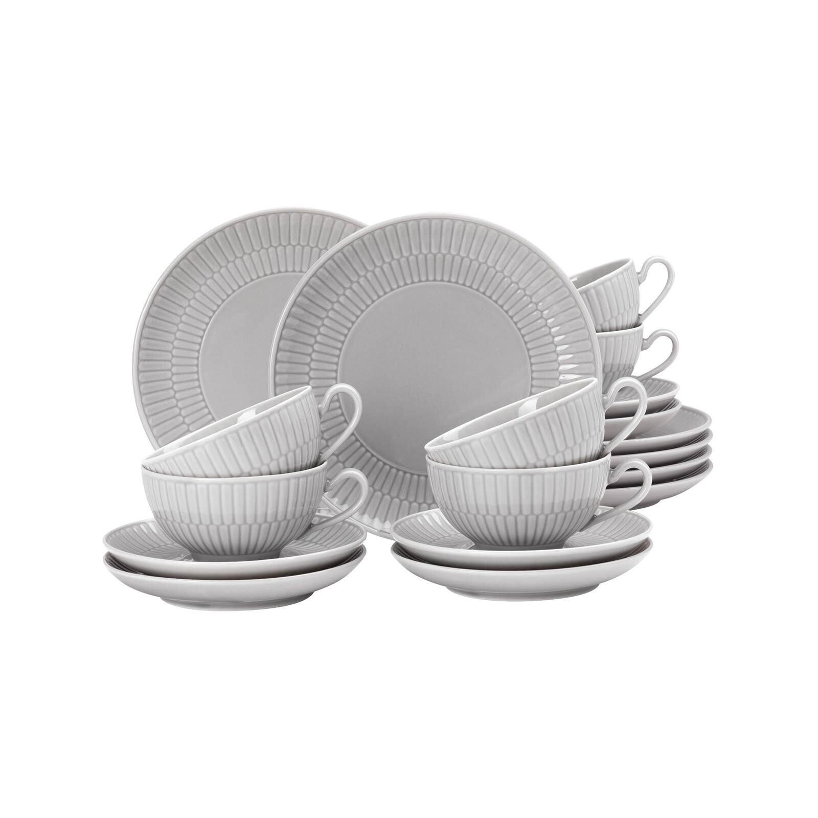 TEESERVICE Amina Silbergrau 18er Set - Grau, Keramik (1/1/1cm) - Seltmann Weiden