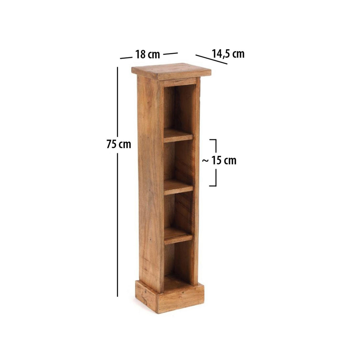 CD REGAL TOWER Mahagoni Massivholz, 4 Fächer 08 honigfarben gewachst - Honig, Holz (18/75/14.5cm) - DESIGN DELIGHTS