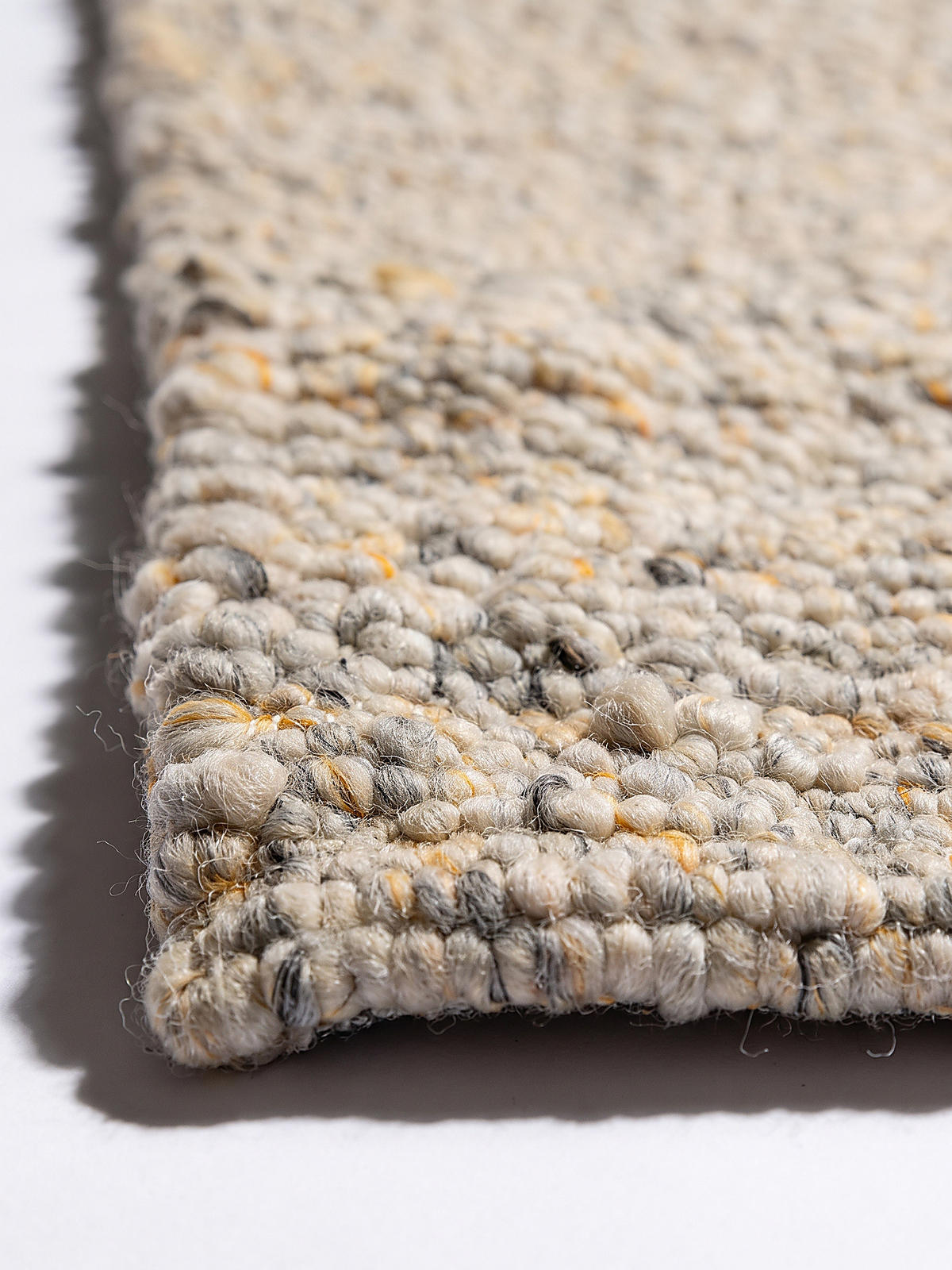 TEPPICH Kurzflor, handgewebt, GLAVEN, in Gelb-Grau, Bouclé-Struktur, 120 x 170 cm - Gelb, Textil (120/170cm) - KADIMA DESIGN