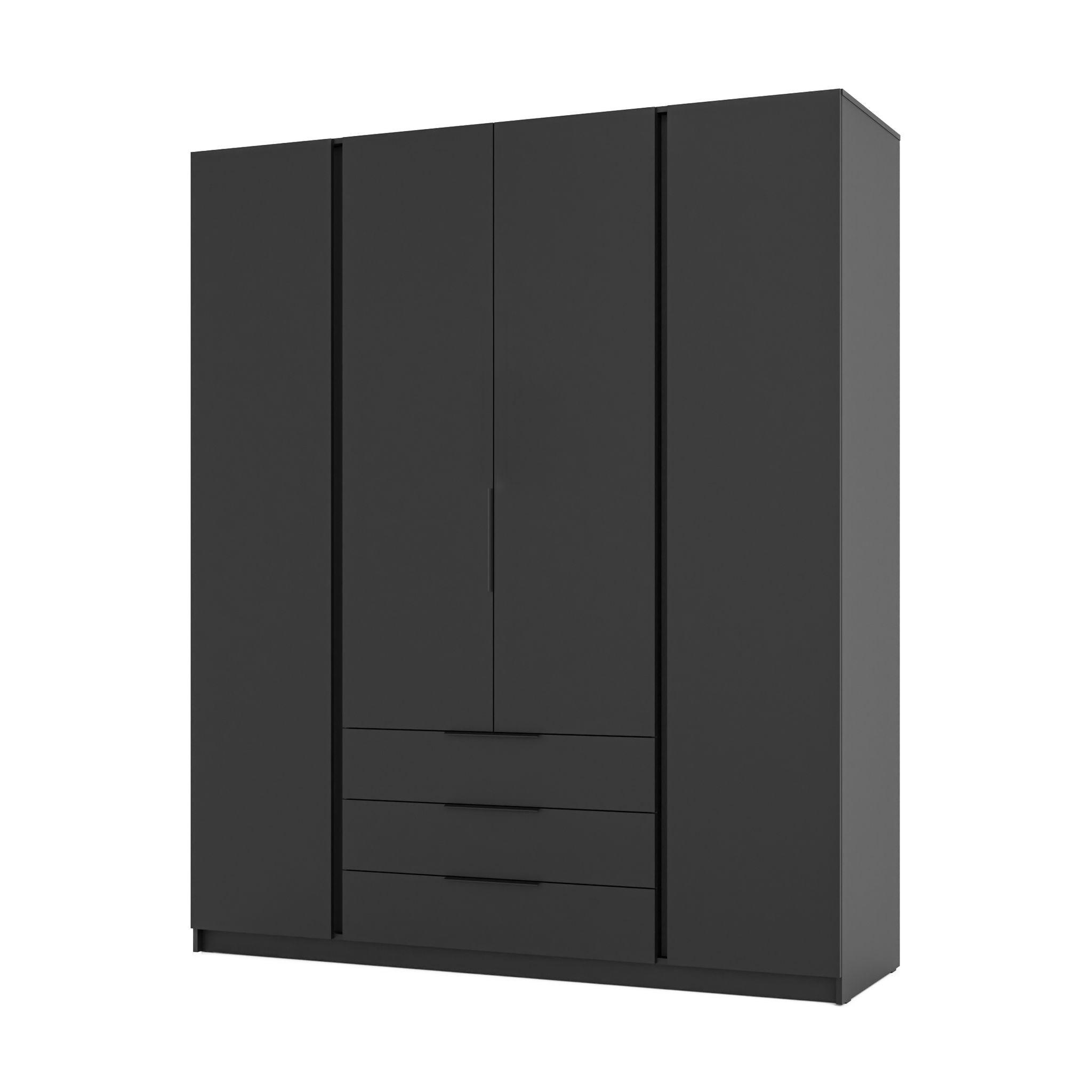 DREHTÜRENSCHRANK CAGLIARI 200/239/61,9cm 4-türig Schwarz - Schwarz, Holzwerkstoff (200/239/61.9cm) - MASSENO