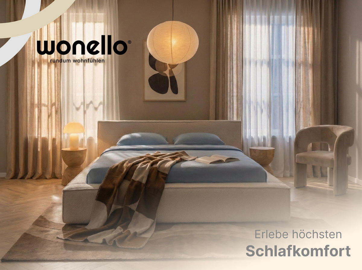 POLSTERBETT Marla Hellbeige 160/200 cm Boucle mit Bettkasten - Beige, Holz/Textil (160/200cm) - wonello