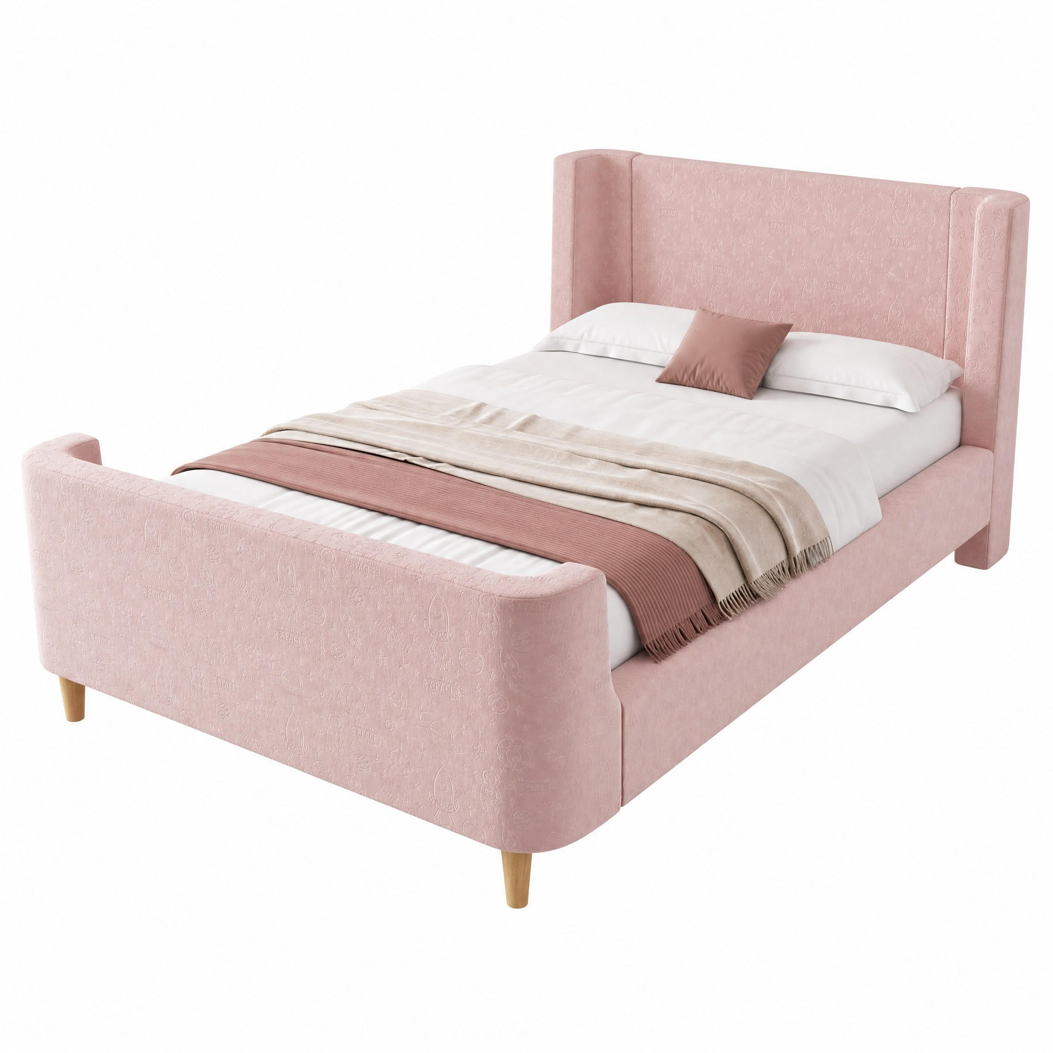 Beauniv Kinderbett Pink 90x200 cm