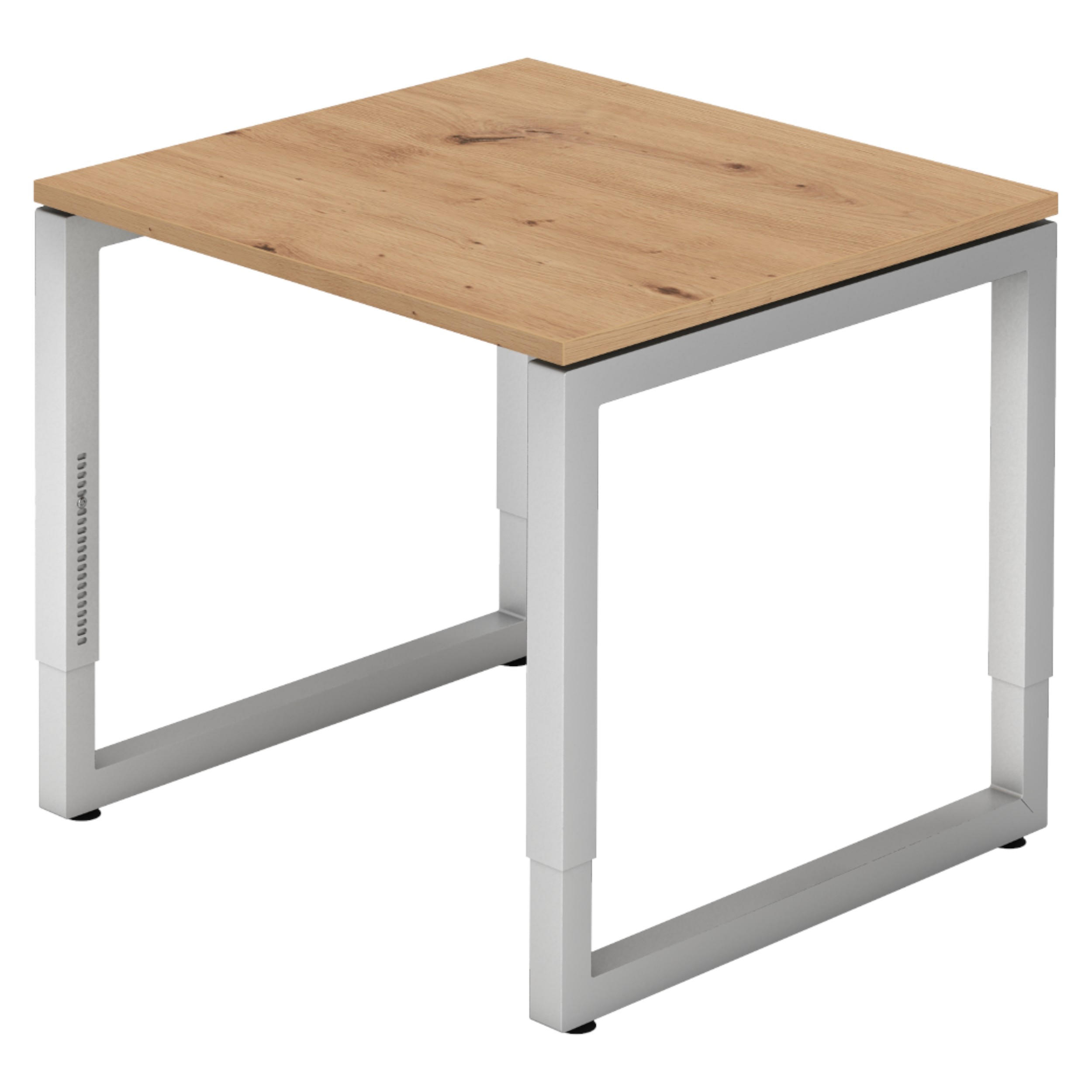 SCHREIBTISCH Serie-R 80/80/74 cm in Wildeiche/Silberfarben - Wildeiche/Silberfarben, Holzwerkstoff (80/80/74cm) - bümö