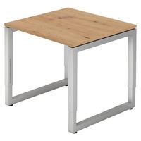 SCHREIBTISCH Serie-R 80/80/74 cm in Wildeiche/Silberfarben - Wildeiche/Silberfarben, Holzwerkstoff (80/80/74cm) - bümö