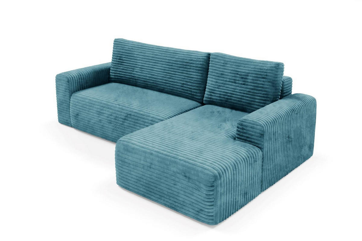 ECKSOFA mit Schlaffunktion Türkis - Blau, Textil (268/163cm) - Furnisell