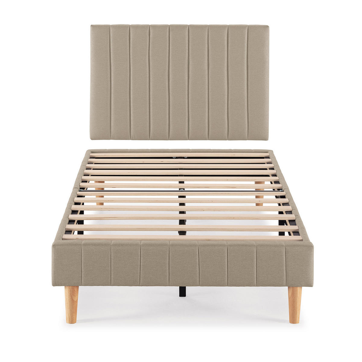 POLSTERBETT + kopfteil 90x190 cm Eris, Beige - Beige, Textil (192/92/90cm) - VS Venta-stock
