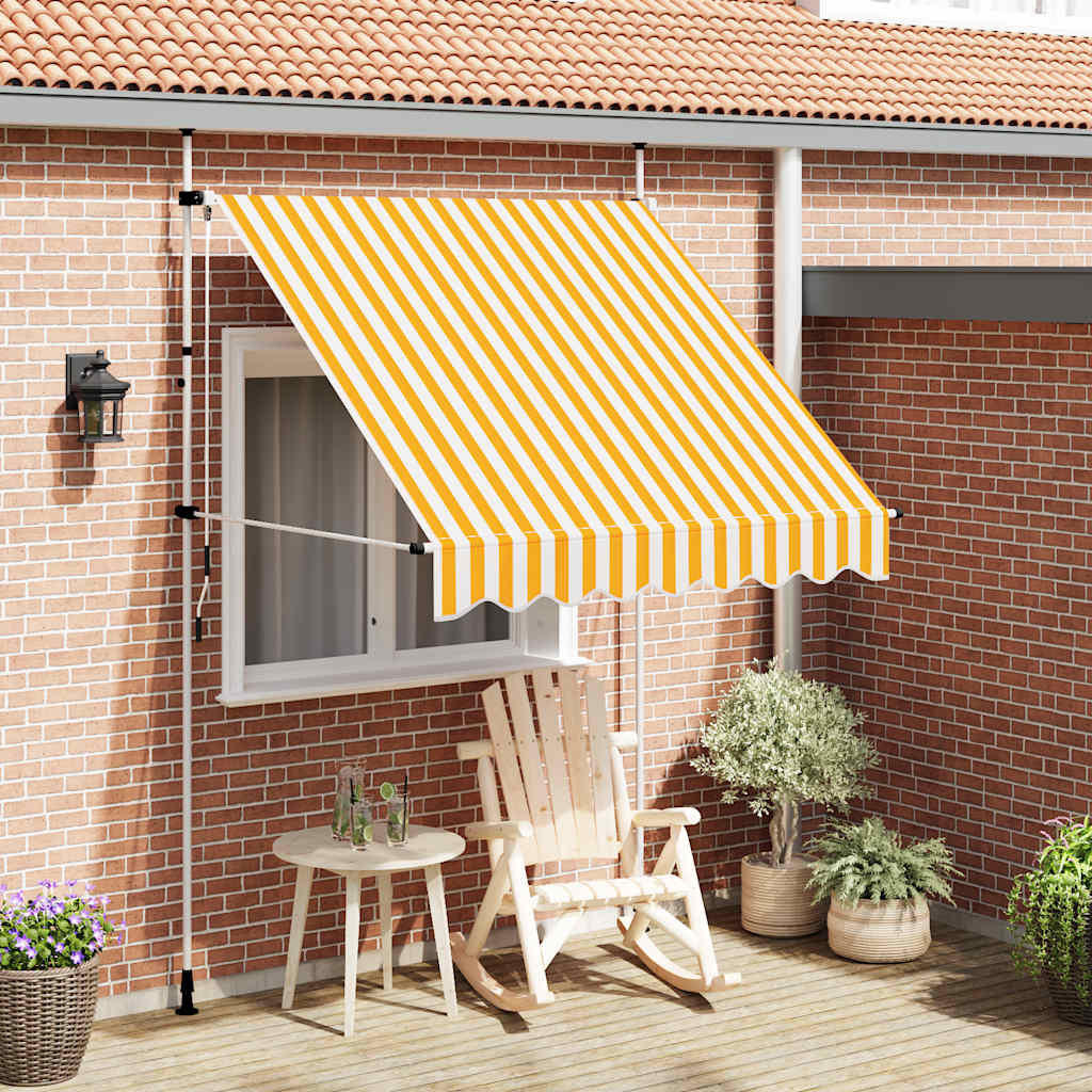 EINZIEHBARE Markise Handbetrieben 200 cm Orange/Weiß Gestreift - Orange, Textil (200/1/200cm) - furnicato