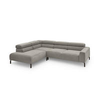 ECKSOFA MIT MOTORISCHEM SITZVORZUG DELIA Grau Cord - Schwarz/Grau, Textil/Metall (276/219cm) - KAWOLA