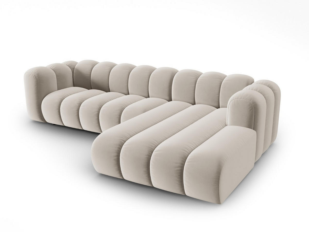 ECKSOFA modular rechts Lupine aus Samt beige 4 Sitzplätze - Beige, Textil (177/290cm) - Micadoni