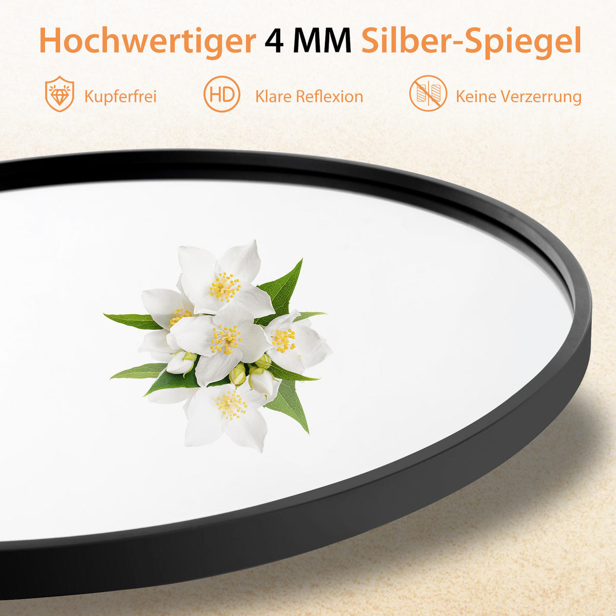 BADEZIMMERSPIEGEL Schwarz - Schwarz, Glas (61/2.5/61cm) - COSTWAY