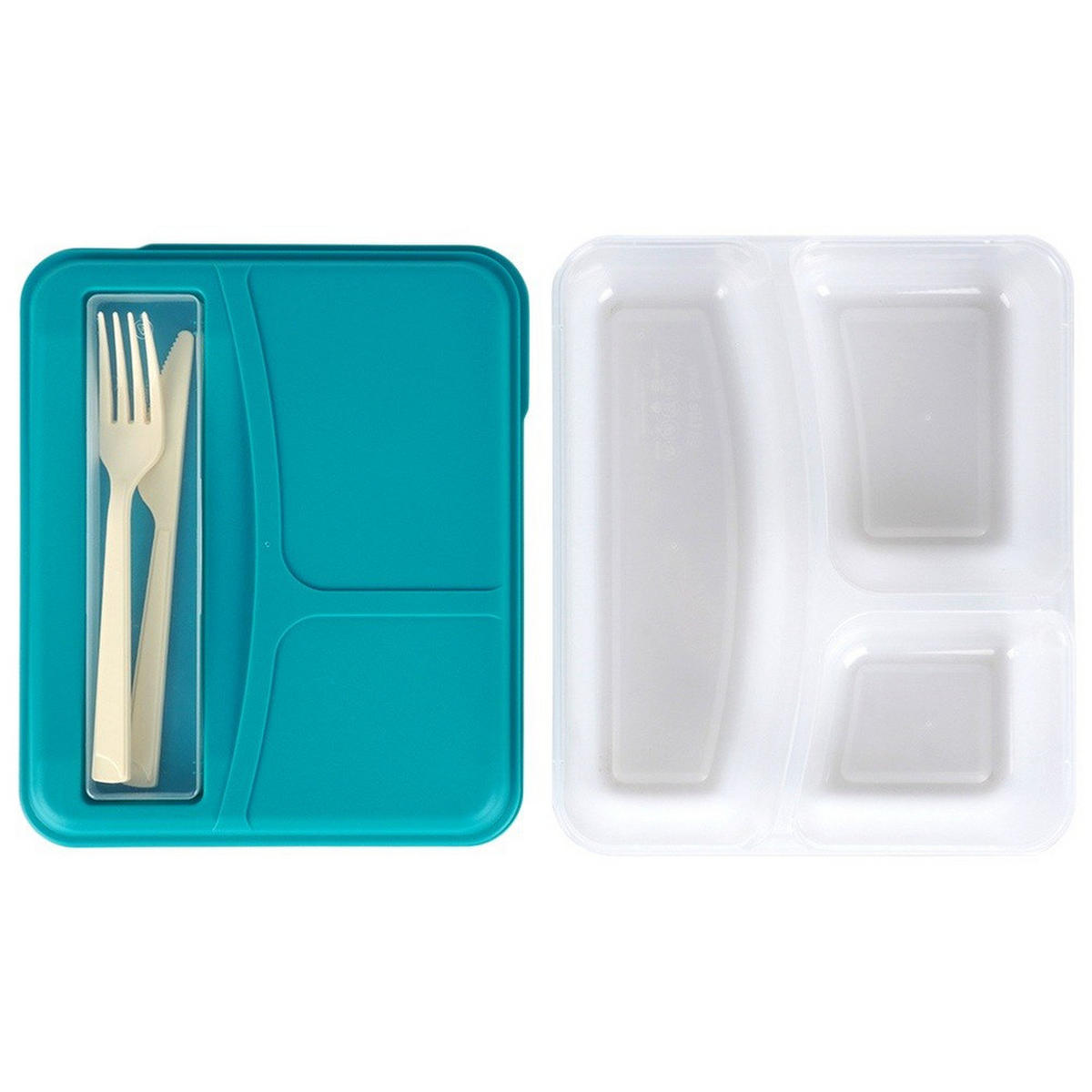 LUNCHBOX mit Besteck 1,3 l - Blau, Kunststoff (23/5.5/19.5cm) - Excellent Houseware