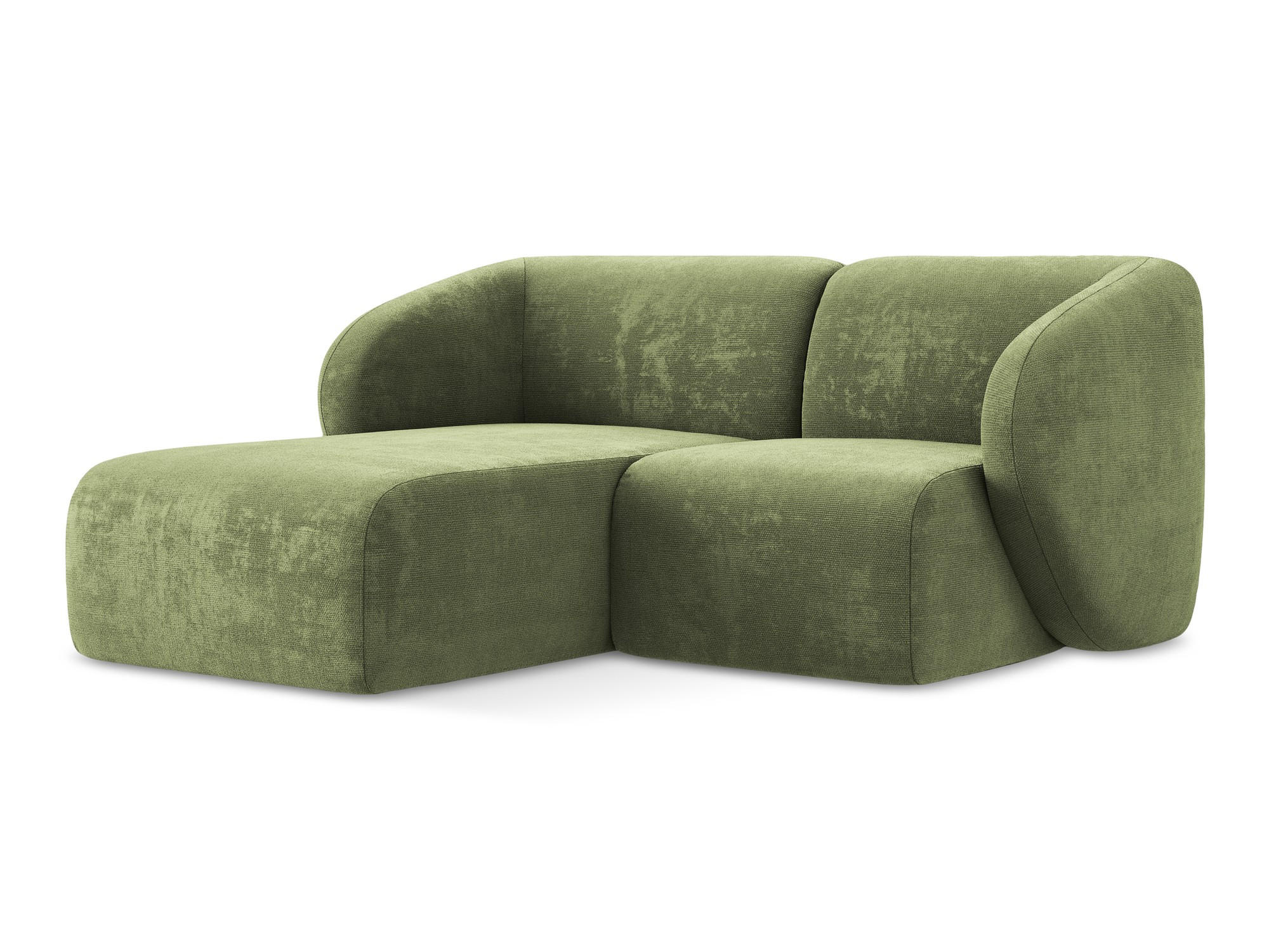 ECKSOFA Links Chenille Stoff Grün - Schwarz/Grün, Holzwerkstoff/Kunststoff (178/166cm) - Makamii