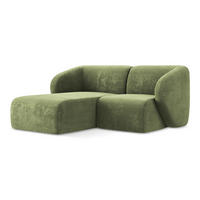 ECKSOFA Links Chenille Stoff Grün - Schwarz/Grün, Holzwerkstoff/Kunststoff (178/166cm) - Makamii