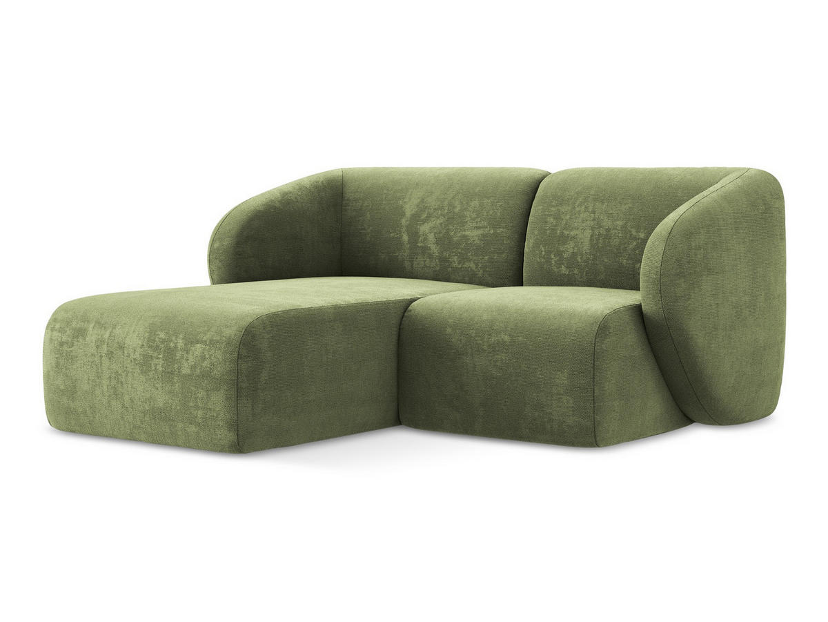 ECKSOFA Links Chenille Stoff Grün - Schwarz/Grün, Holzwerkstoff/Kunststoff (178/166cm) - Makamii