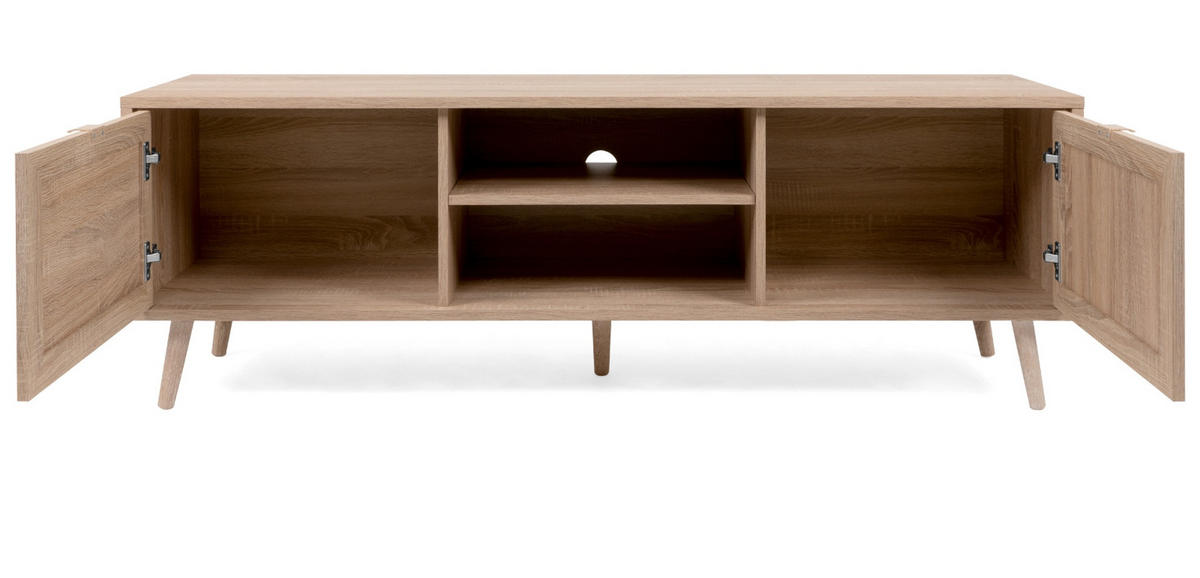 TV-LOWBOARD Eiche Sonoma, Bast-Dekor 150 cm, TV-Unterteil skandinavisch - Eichefarben, Holz/Holzwerkstoff (150/52/40cm) - Furn.Design