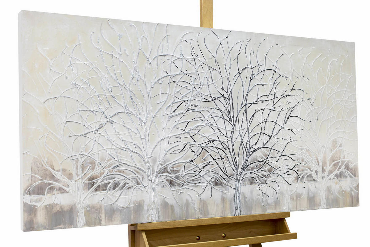 ACRYLBILD HANDGEMALT 120/60 cm - Beige/Weiß, Holz/Textil (1.6/60cm) - KUNSTLOFT
