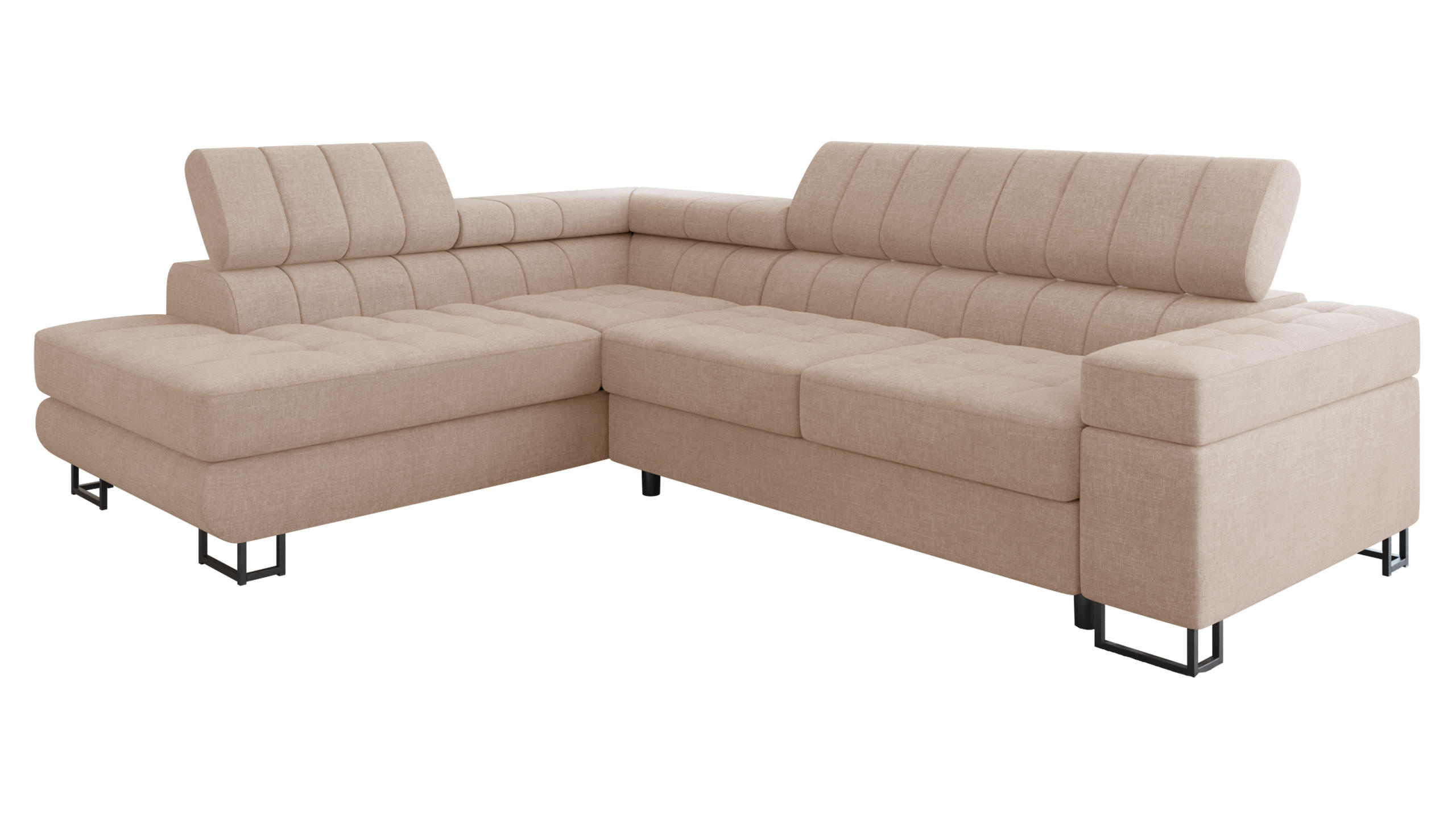 ECKSOFA Laris Premium, Seite: Links - Hellrosa/Schwarz, Holz/Textil (271/203cm) - MIRJAN24